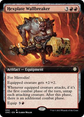 Hexplate Wallbreaker (Extended Art) card from Commander: Phyrexia: All Will Be One