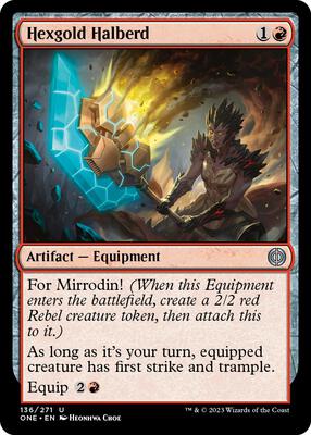 Hexgold Halberd card from Phyrexia: All Will Be One