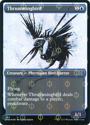 Thrummingbird (Showcase) (Step-and-Compleat Foil) card from Phyrexia: All Will Be One