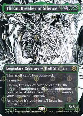 Thrun, Breaker of Silence (Borderless) (Step-and-Compleat Foil) card from Phyrexia: All Will Be One