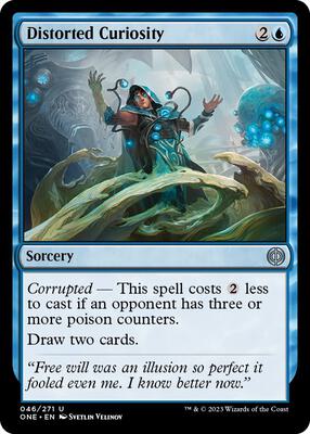 Distorted Curiosity card from Phyrexia: All Will Be One