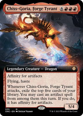 Chiss-Goria, Forge Tyrant (Extended Art) card from Commander: Phyrexia: All Will Be One