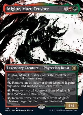 Migloz, Maze Crusher (Showcase) card from Phyrexia: All Will Be One