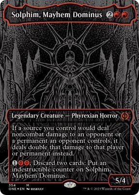 Solphim, Mayhem Dominus (Oil Slick Raised Foil) card from Phyrexia: All Will Be One