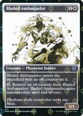 Bladed Ambassador (Showcase) (Step-and-Compleat Foil) card from Phyrexia: All Will Be One