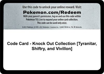 Code Card - Knock Out Collection [Tyranitar, Shiftry, and Vivillon] card from Miscellaneous Cards & Products