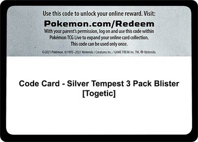 Code Card - Silver Tempest 3 Pack Blister [Togetic] card from SWSH12: Silver Tempest