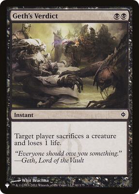 Geth's Verdict card from The List Reprints