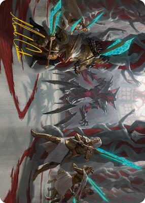 Goldwardens' Gambit Art Card (Gold-Stamped Signature) card from Art Series: Phyrexia: All Will Be One