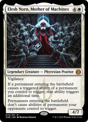 Elesh Norn, Mother of Machines card from Promo Pack: Phyrexia: All Will Be One