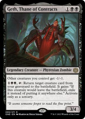Geth, Thane of Contracts card from Promo Pack: Phyrexia: All Will Be One