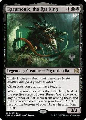 Karumonix, the Rat King card from Promo Pack: Phyrexia: All Will Be One