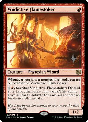 Vindictive Flamestoker card from Promo Pack: Phyrexia: All Will Be One