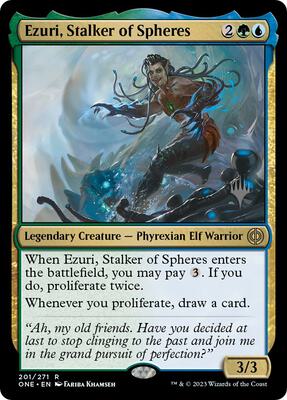 Ezuri, Stalker of Spheres card from Promo Pack: Phyrexia: All Will Be One