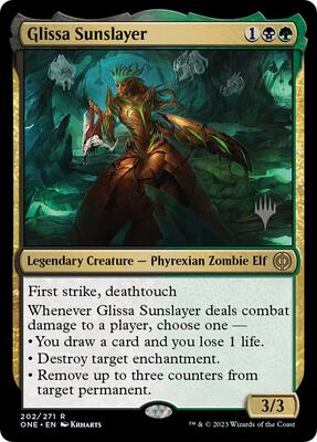 Glissa Sunslayer card from Promo Pack: Phyrexia: All Will Be One