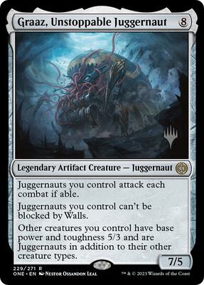 Graaz, Unstoppable Juggernaut card from Promo Pack: Phyrexia: All Will Be One