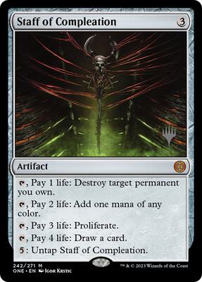 Staff of Compleation card from Promo Pack: Phyrexia: All Will Be One