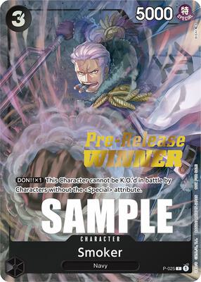 Smoker (Pre-Release) [Winner] card from One Piece Promotion Cards