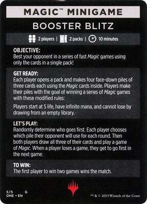 Magic Minigame: Booster Blitz card from Phyrexia: All Will Be One