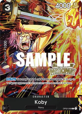 Koby (Offline Regional 2023) [Participant] card from One Piece Promotion Cards