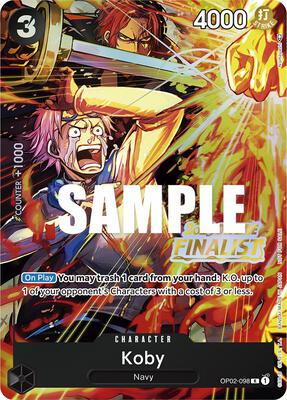 Koby (Offline Regional 2023) [Finalist] card from One Piece Promotion Cards
