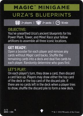 Magic Minigame: Urza's Blueprints card from The Brothers' War