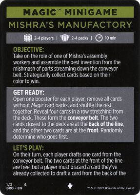 Magic Minigame: Mishra's Manufactory card from The Brothers' War