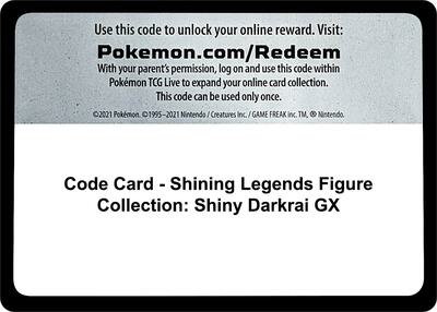 Code Card - Shining Legends Figure Collection: Shiny Darkrai GX card from Shining Legends