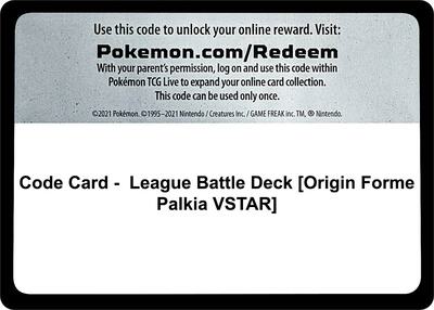 Code Card - League Battle Deck [Origin Forme Palkia VSTAR] card from Miscellaneous Cards & Products