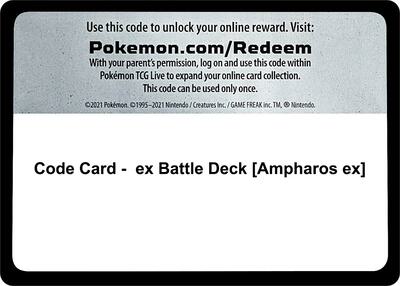 Code Card - ex Battle Deck [Ampharos ex] card from Miscellaneous Cards & Products