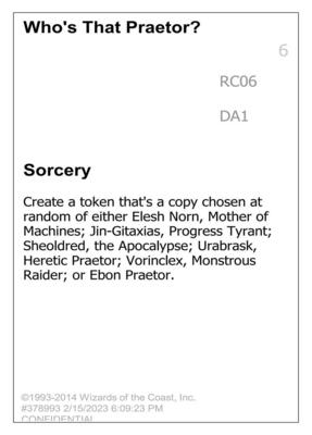 Who's that Praetor? card from Un-Known Event Playtest Cards