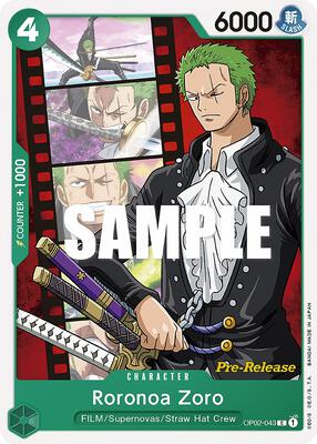 Roronoa Zoro card from Paramount War Pre-Release Cards