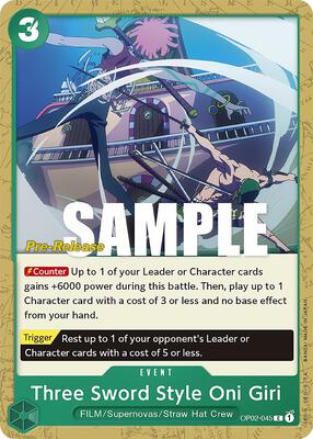 Three Sword Style Oni Giri card from Paramount War Pre-Release Cards