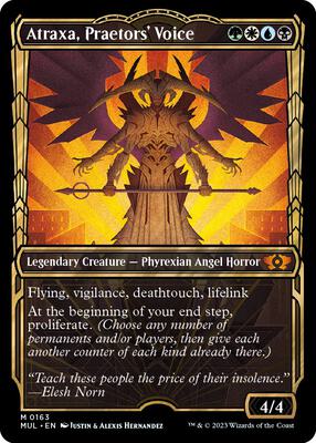Atraxa, Praetors' Voice (Halo Foil) card from March of the Machine: Multiverse Legends