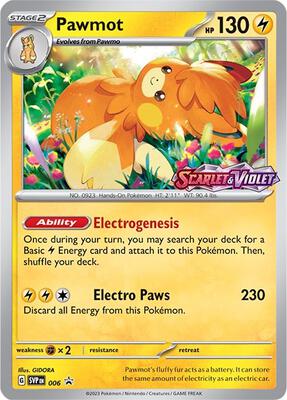 Pawmot - 006 (Prerelease) card from SV: Scarlet & Violet Promo Cards