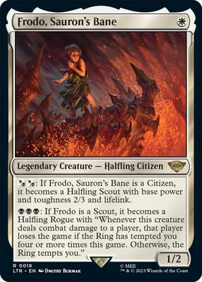 Frodo, Sauron's Bane card from Universes Beyond: The Lord of the Rings: Tales of Middle-earth