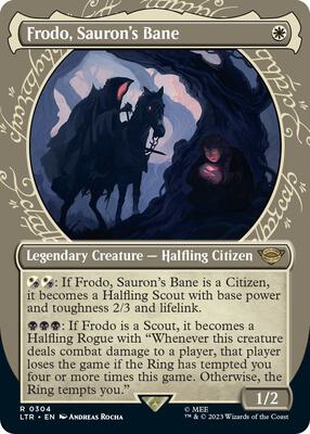 Frodo, Sauron's Bane (Showcase) card from Universes Beyond: The Lord of the Rings: Tales of Middle-earth