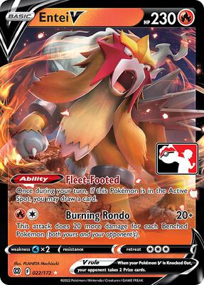 Entei V - 022/172 card from Prize Pack Series Cards