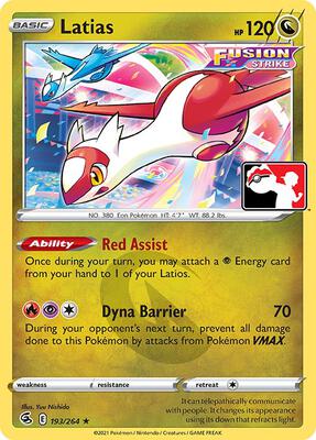 Latias - 193/264 card from Prize Pack Series Cards