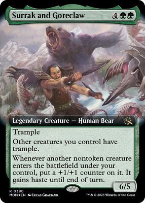 Surrak and Goreclaw (Extended Art) card from March of the Machine