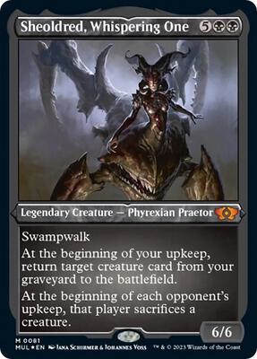 Sheoldred, Whispering One (Foil Etched) card from March of the Machine: Multiverse Legends