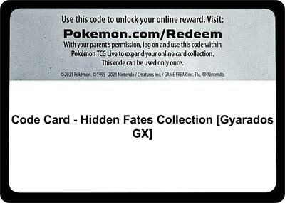 Code Card - Hidden Fates Collection [Gyarados GX] card from Hidden Fates
