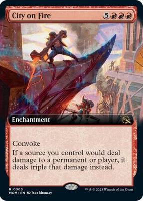 City on Fire (Extended Art) card from March of the Machine