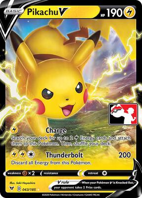 Pikachu V - 043/185 card from Prize Pack Series Cards