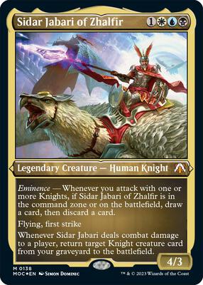 Sidar Jabari of Zhalfir (Display Commander) - Thick Stock card from Commander: March of the Machine