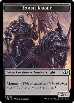 Zombie Knight // Human Double-sided Token card from Commander: March of the Machine
