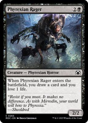 Phyrexian Rager card from Commander: March of the Machine