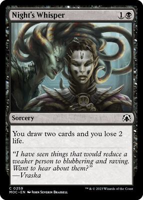 Night's Whisper card from Commander: March of the Machine
