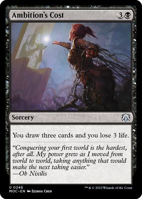 Ambition's Cost card from Commander: March of the Machine