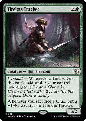 Tireless Tracker card from Commander: March of the Machine